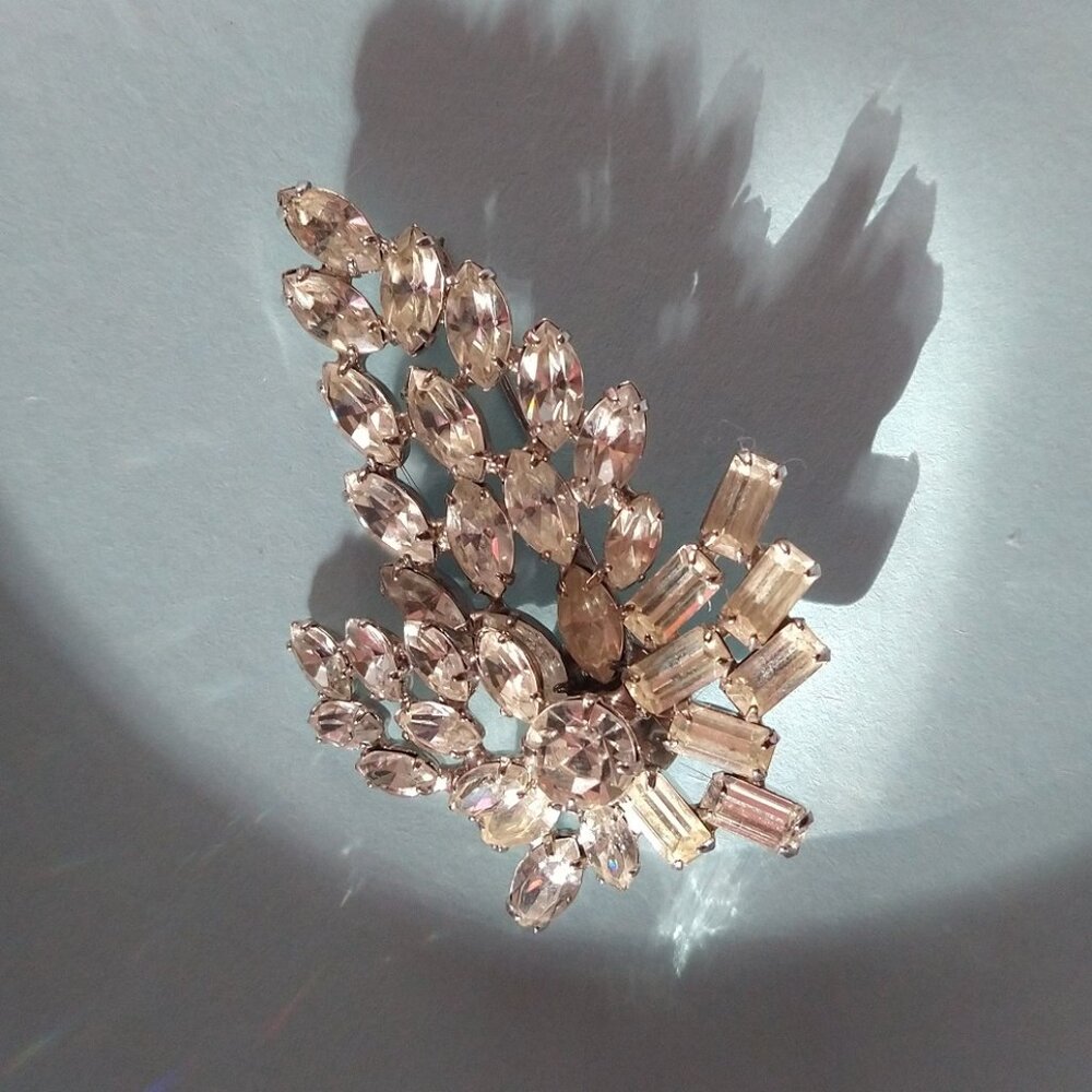 Vintage Rhinestone Brooch Pin 1950s Mid-Century
